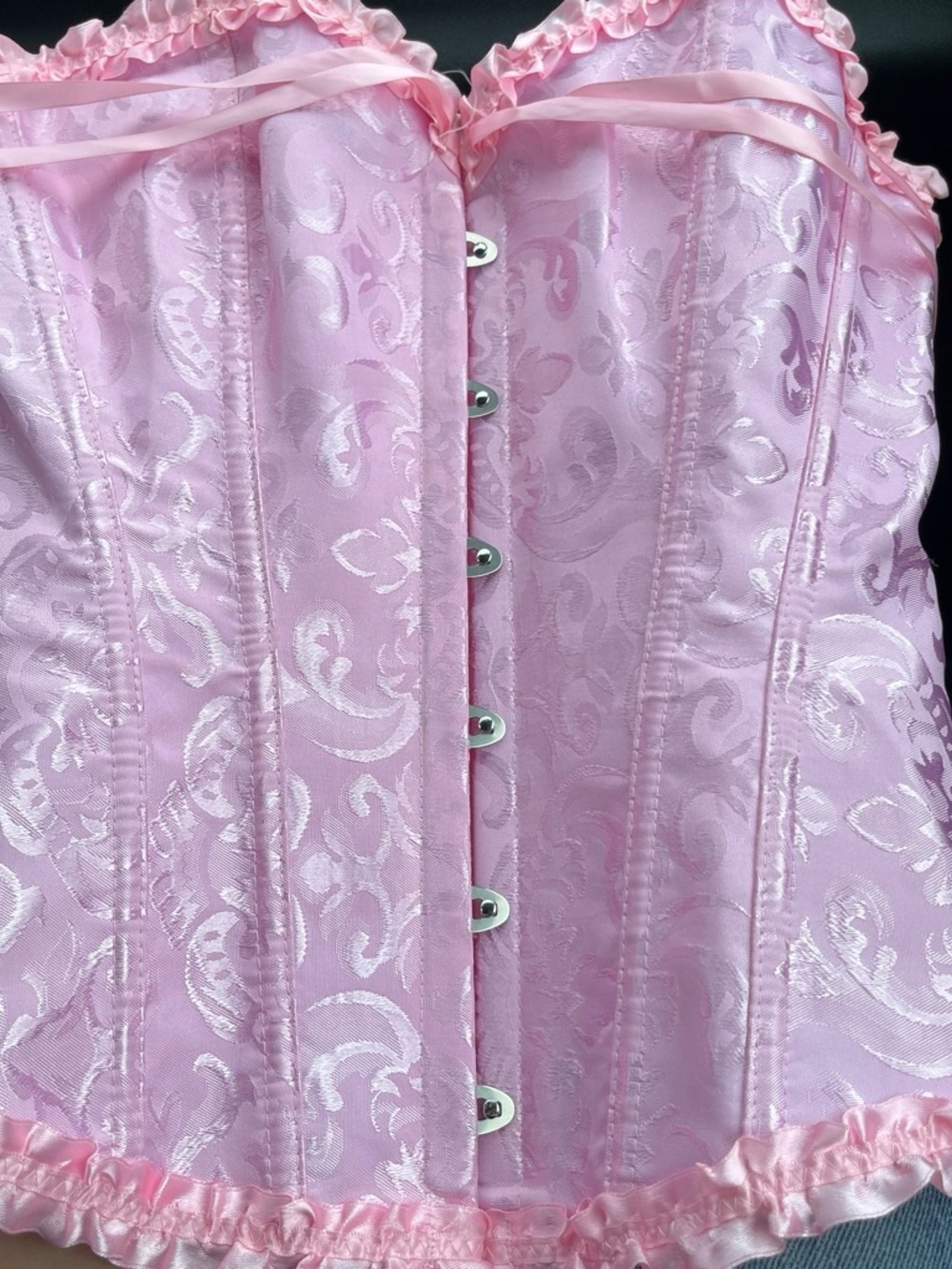 Pink Satin Brocade Corset Top - Brand
